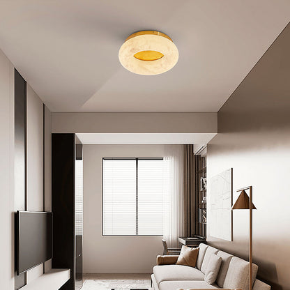 Round Alabaster Flush Mount Ceiling Light