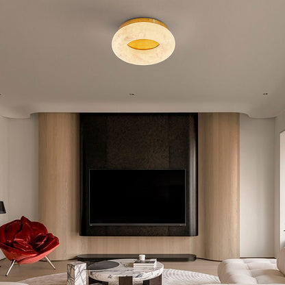 Round Alabaster Flush Mount Ceiling Light