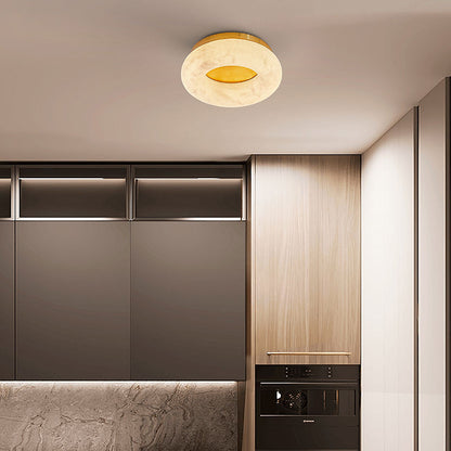 Round Alabaster Flush Mount Ceiling Light