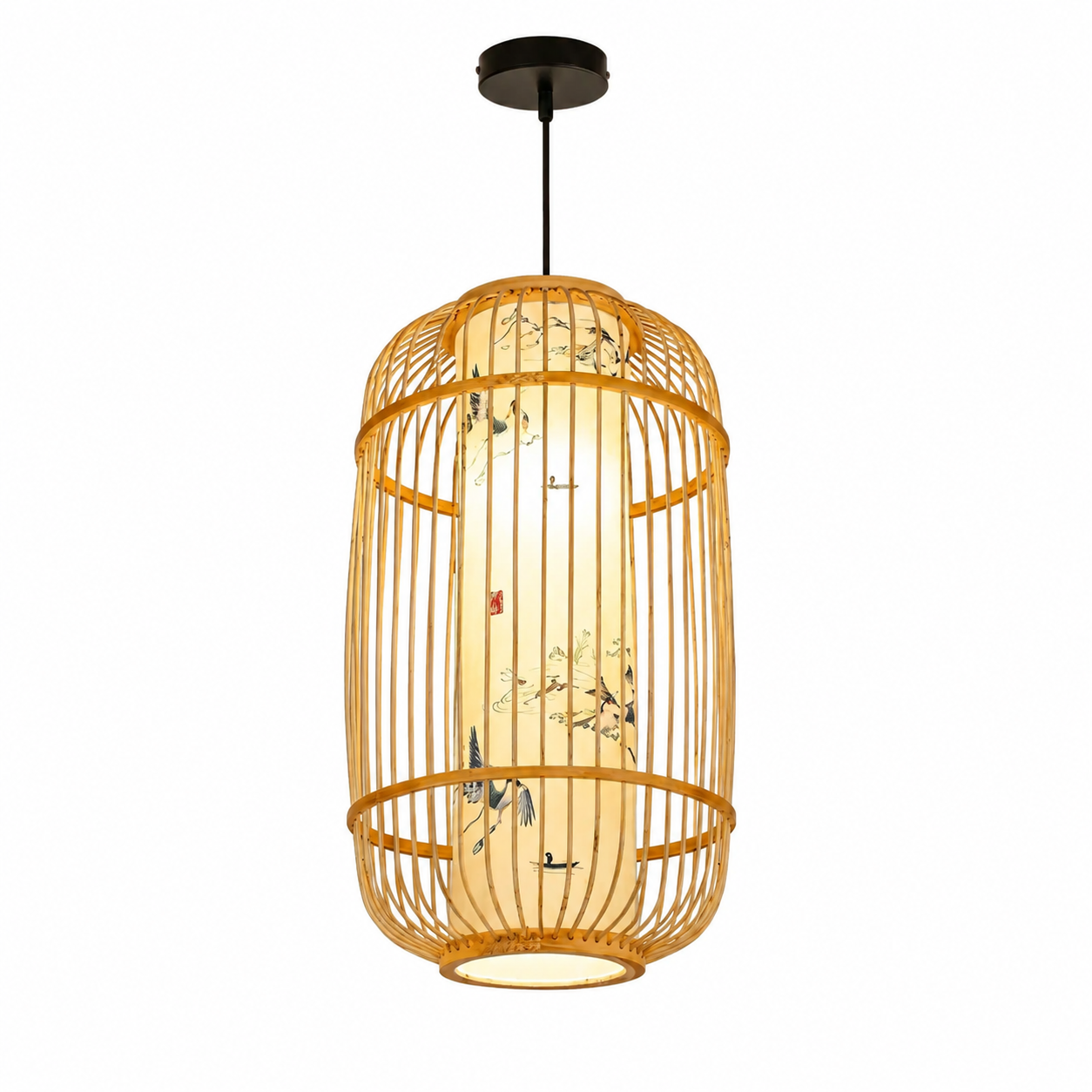 Bamboo LED Cage Pendant Light