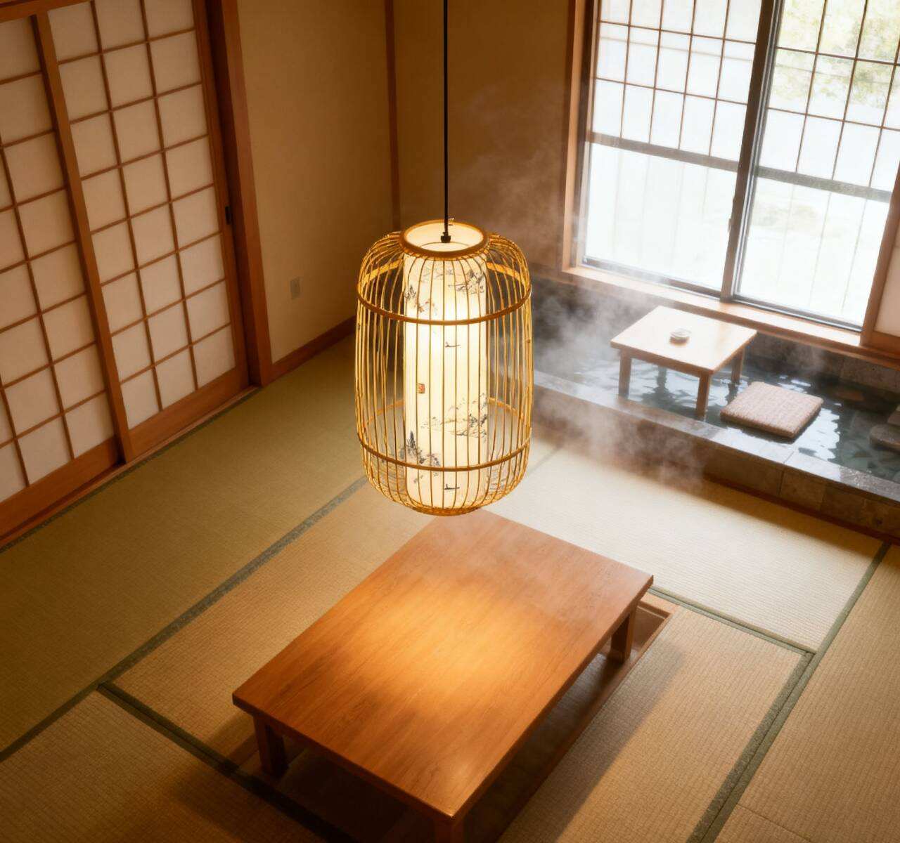 Bamboo LED Cage Pendant Light