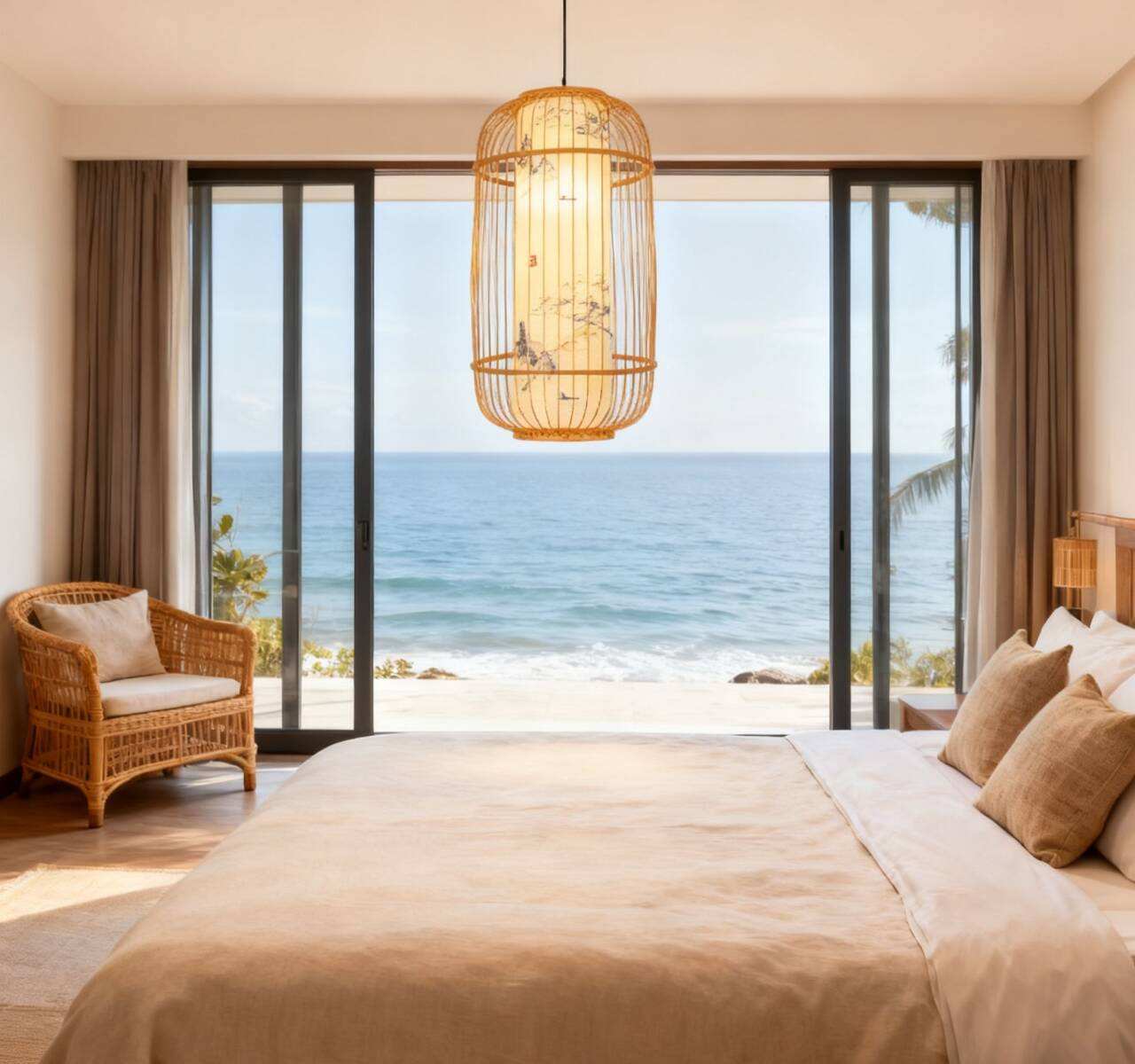 Bamboo LED Cage Pendant Light