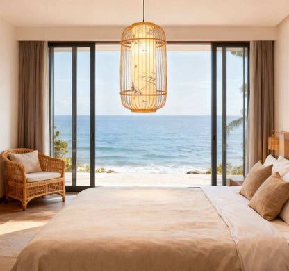 Bamboo LED Cage Pendant Light