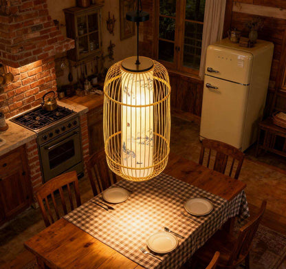 Bamboo LED Cage Pendant Light