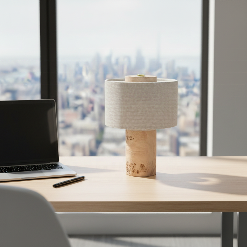 LED Table Lamp with Wood Base