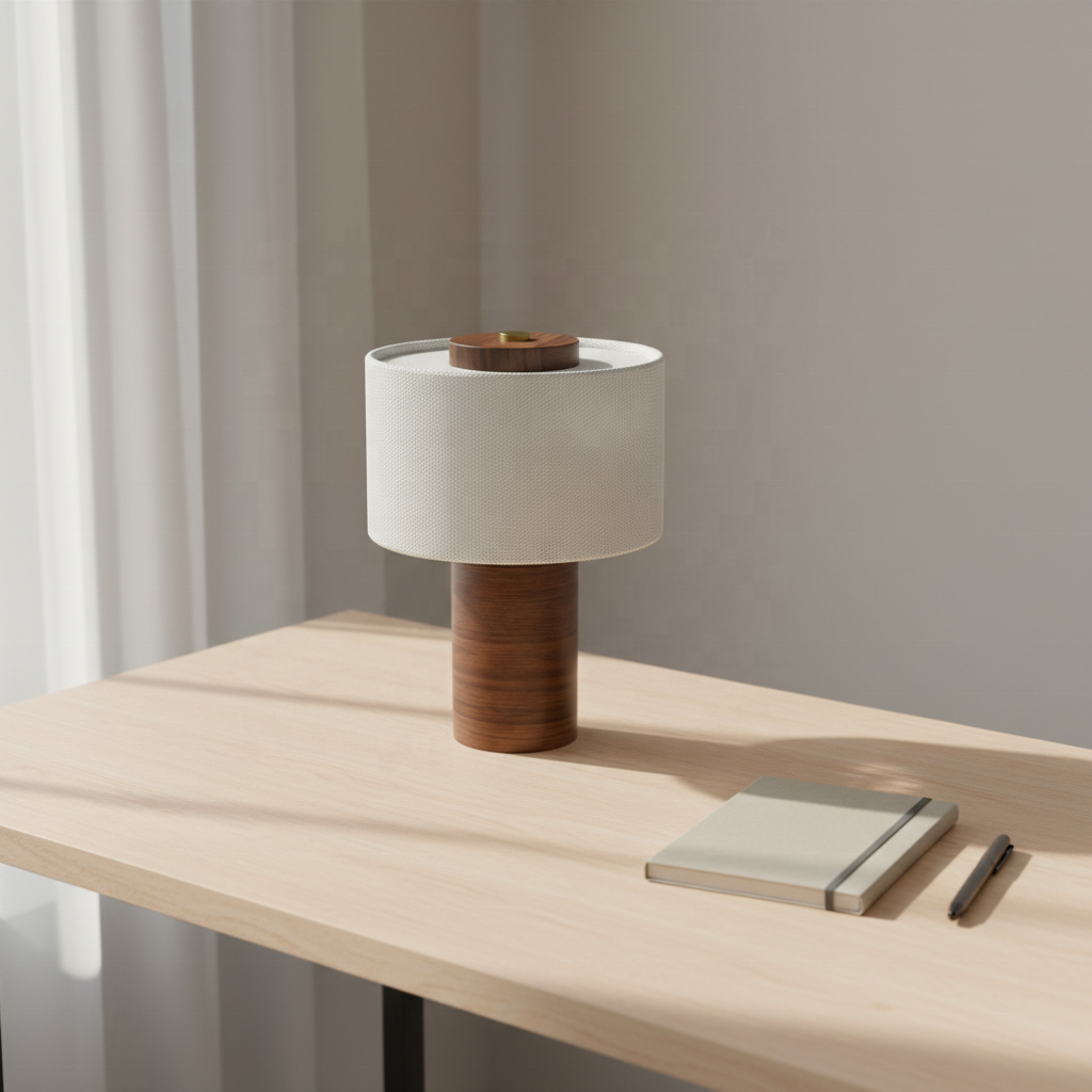 LED Table Lamp with Wood Base